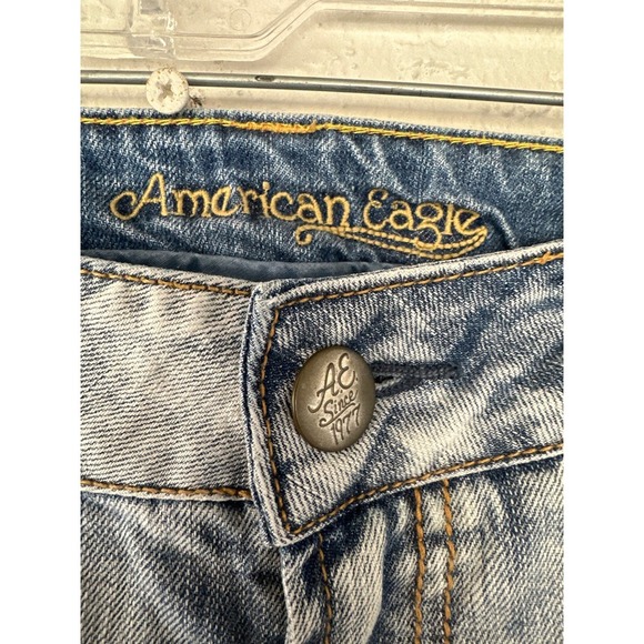 American Eagle Light Wash Distressed Bootcut Jeans - Size 10 - Picture 2 of 9